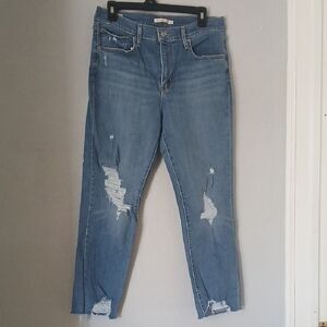 Levi's 724 High Rise Straight Women's Distressed Blue Jeans Size 31